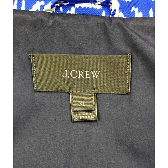 J. Crew Vest Down Feather Quilted Puffer Blue Snowflake Women Excursion XL Isle - Picture 6 of 7
